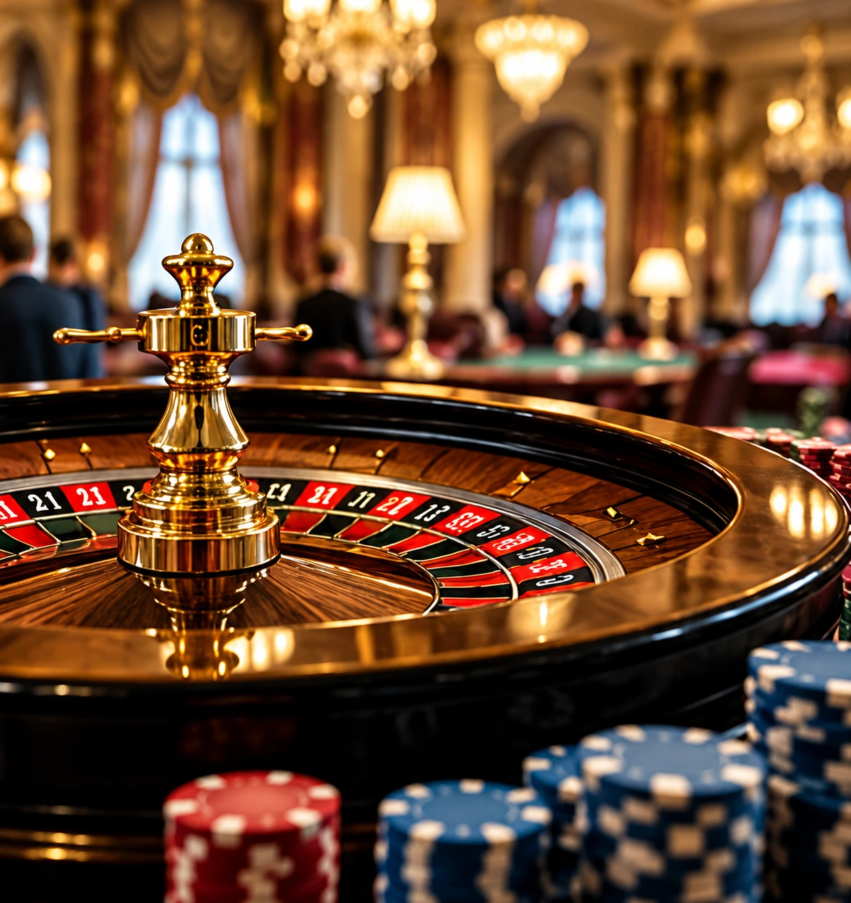 Table de roulette française à roue unique et tapis de jeu traditionnel.