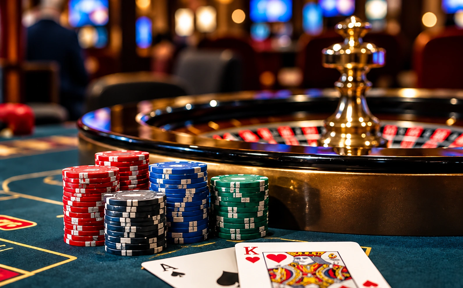 Un croupier sympathique accueillant les joueurs à une table de roulette animée